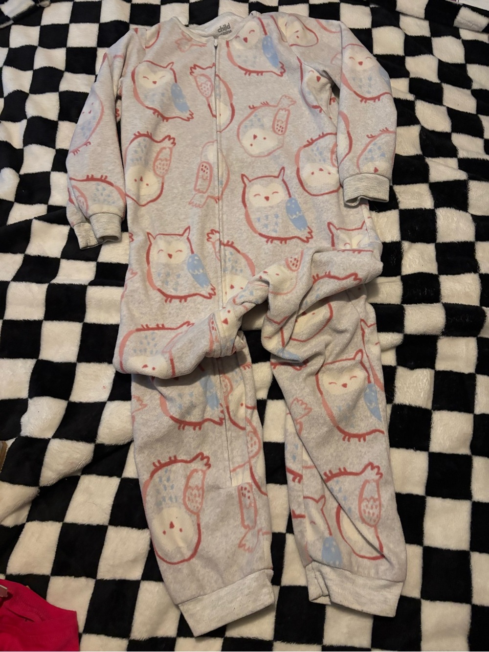 Girls size 7 owl onesie pjs